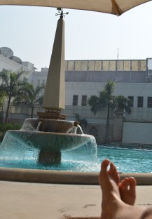 Relaxing by the pool after a morning of aparrtment hunting
